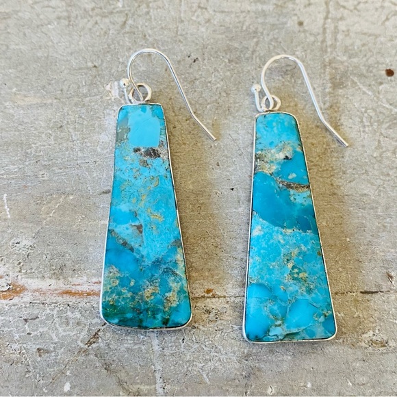 SOLD ♥️ Native American ♥️ Veronica Tortalita Sterling & Turquoise Earrings - Picture 4 of 7